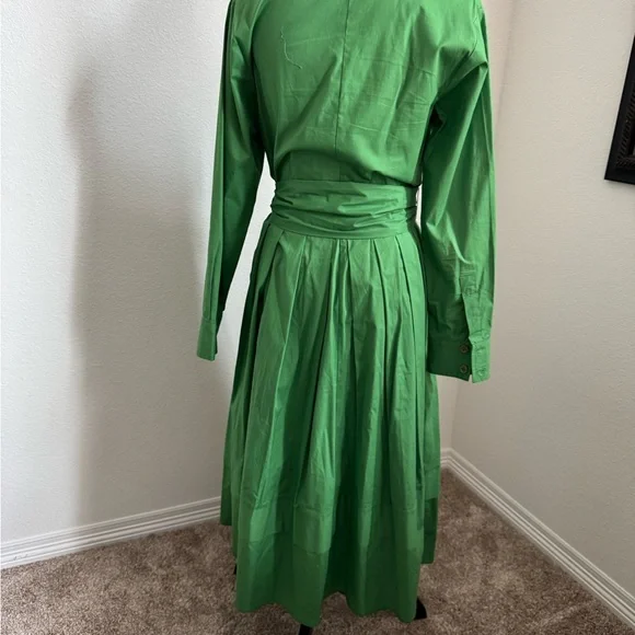eShakti Vibrant Green Long Sleeve Dress - Picture 2 of 5